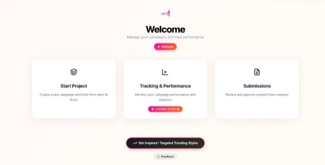 UGC3 platform dashboard